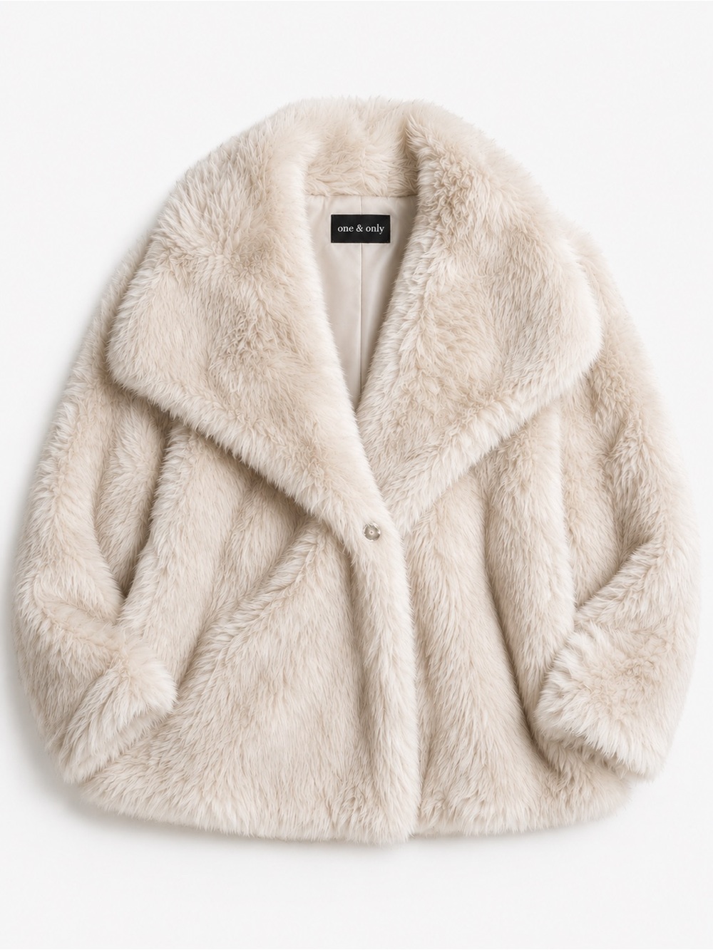 Plush Teddy Coat in Cream - Women’s Faux Fur Jacket